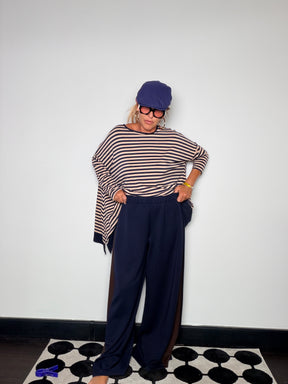 Pantalone Wide Leg Maxi Pannello Contrasto
