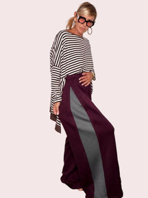 Pantalone Wide Leg Maxi Pannello Contrasto