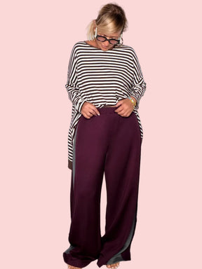 Pantalone Wide Leg Maxi Pannello Contrasto