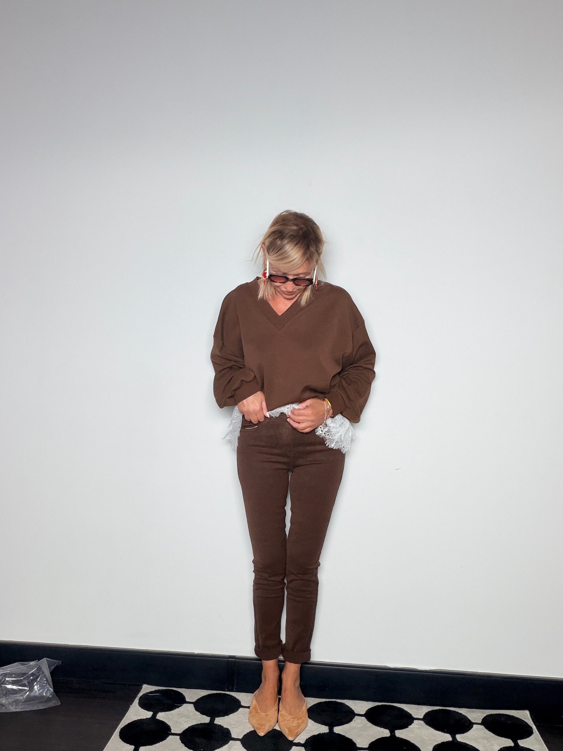 Pantalone Skinny Elasticizzato Vita Alta