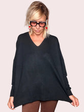 Maglia Oversize Trapezio Scollo V Costina