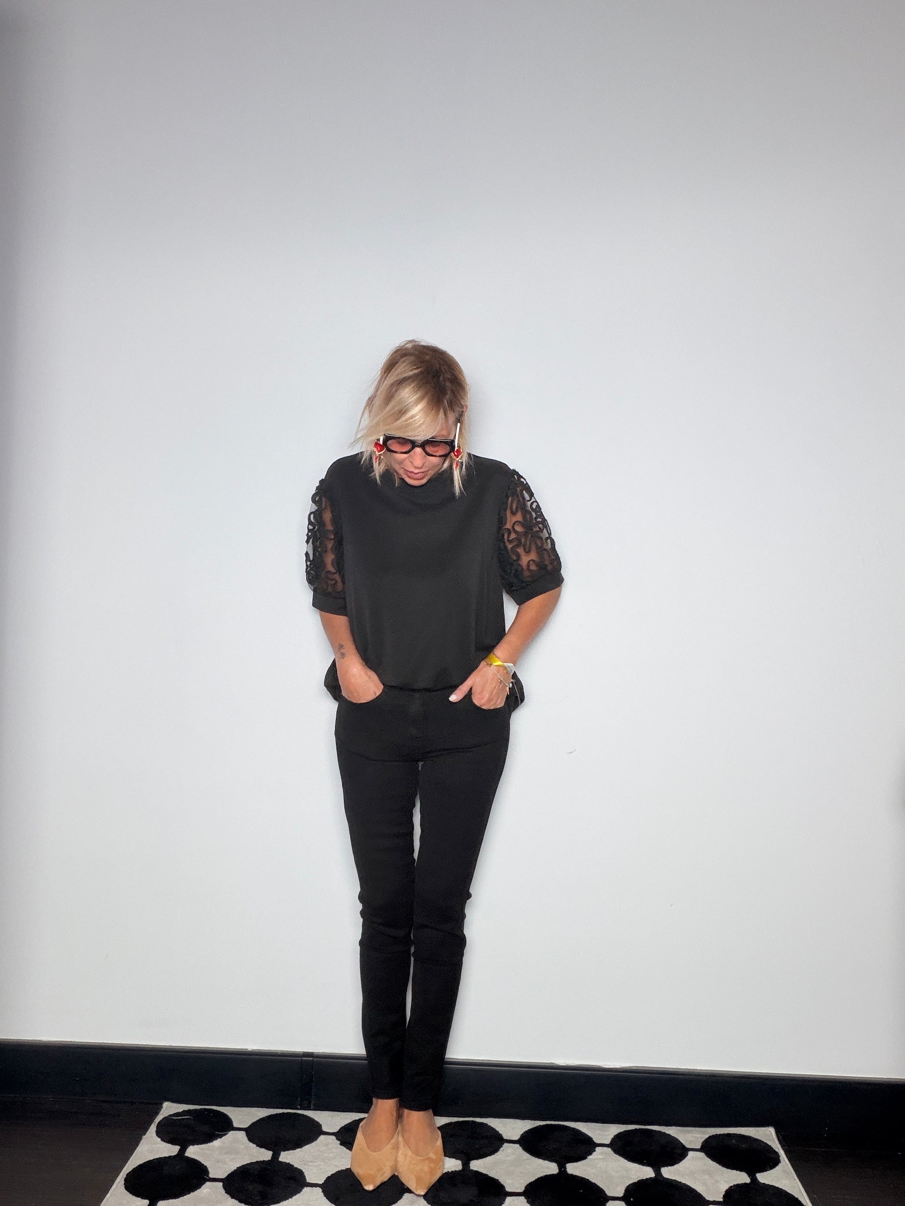 Pantalone Skinny Elasticizzato Vita Alta