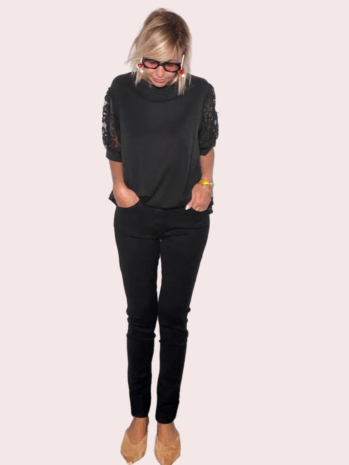 Pantalone Skinny Elasticizzato Vita Alta