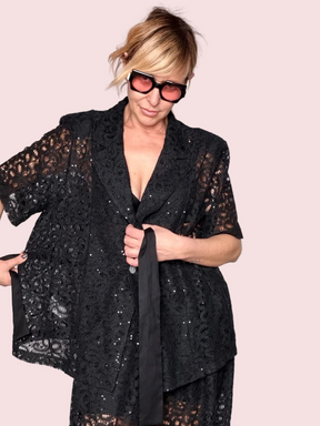 Giacca Oversize in Pizzo e Paillettes