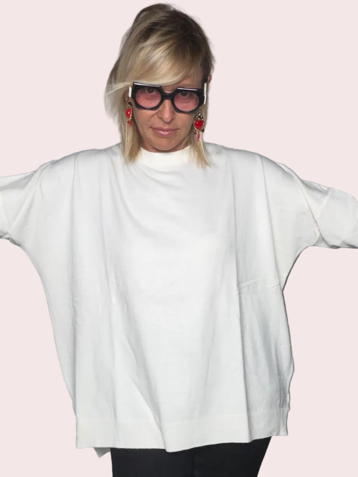Maglia Oversize Trapezio Scollo Rotondo Spacco (Copia)