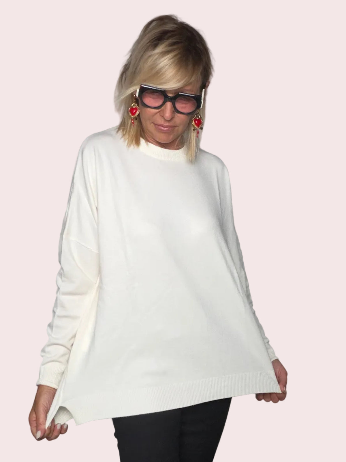 Maglia Oversize Trapezio Scollo Rotondo Spacco (Copia)