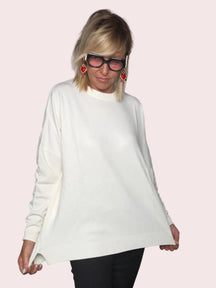 Maglia Oversize Trapezio Scollo Rotondo Spacco (Copia)