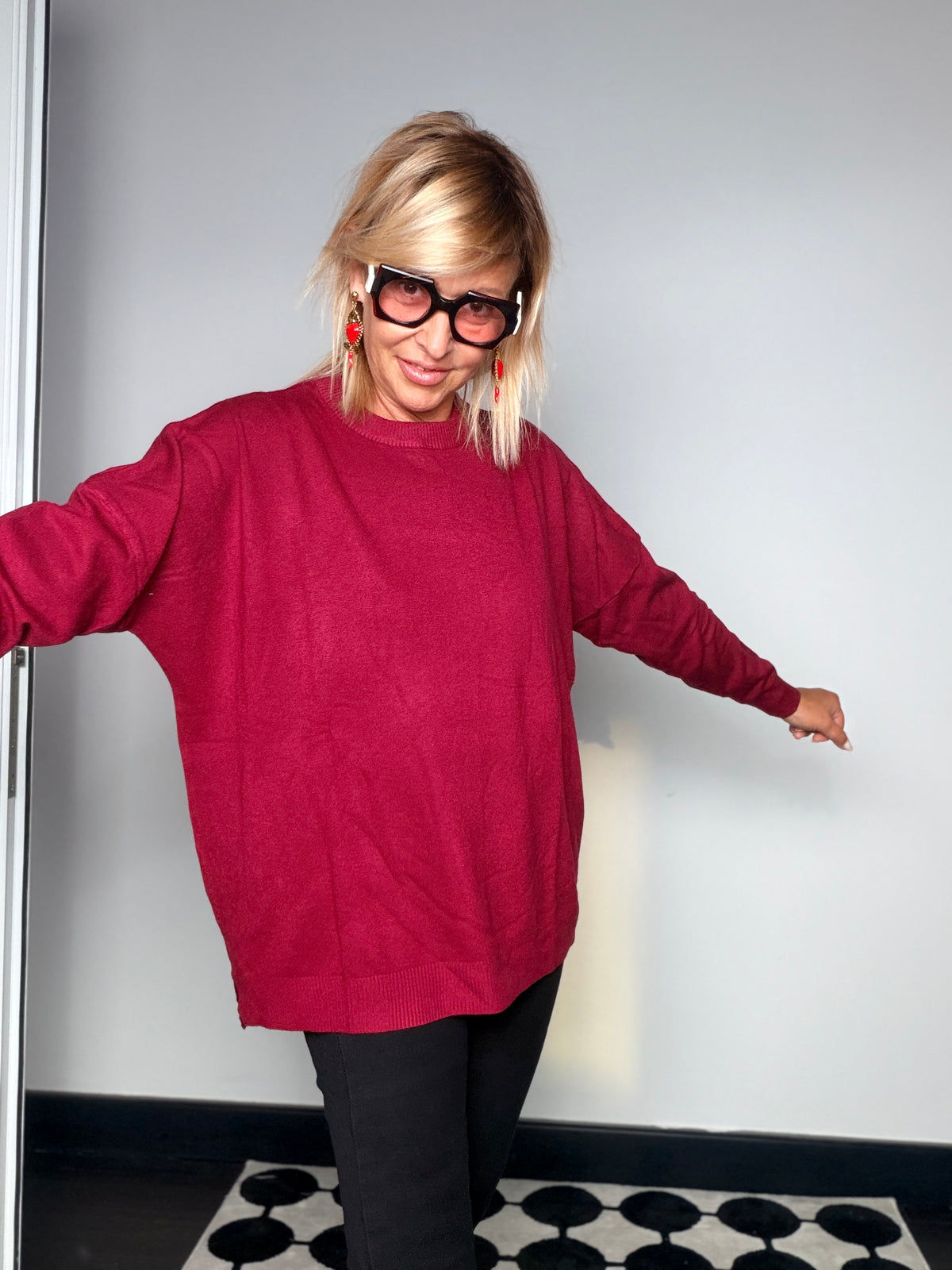 Maglia Oversize Trapezio Scollo Rotondo Spacco (Copia)