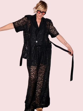 Giacca Oversize in Pizzo e Paillettes