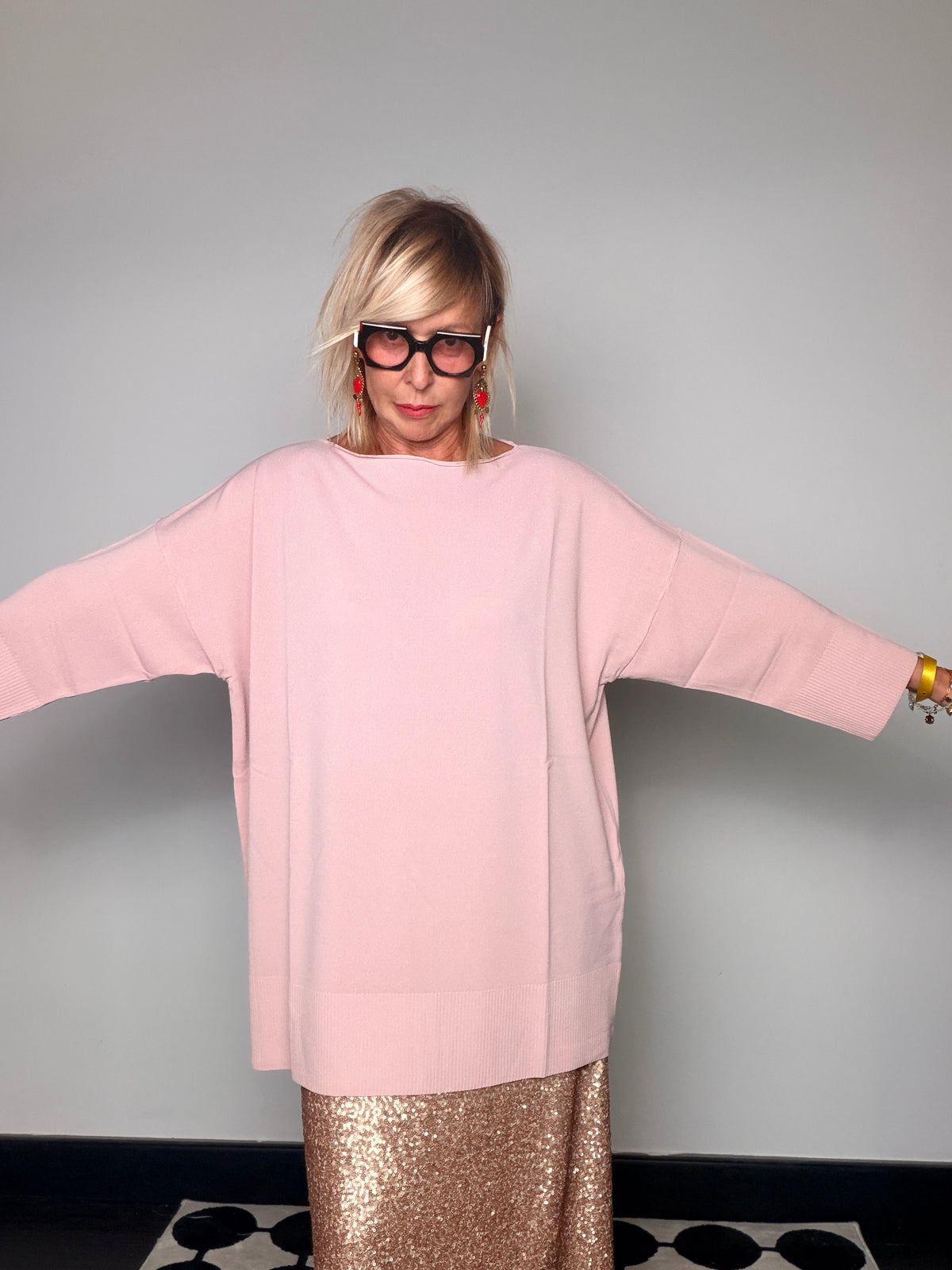 Maglia Filo Oversize Barchetta Pipistrello Spacco