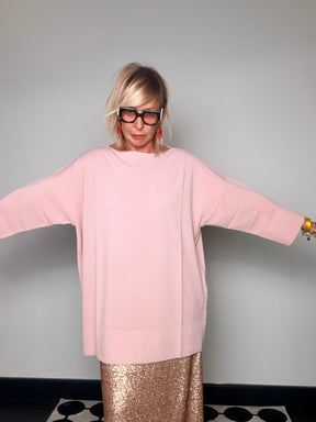 Maglia Filo Oversize Barchetta Pipistrello Spacco