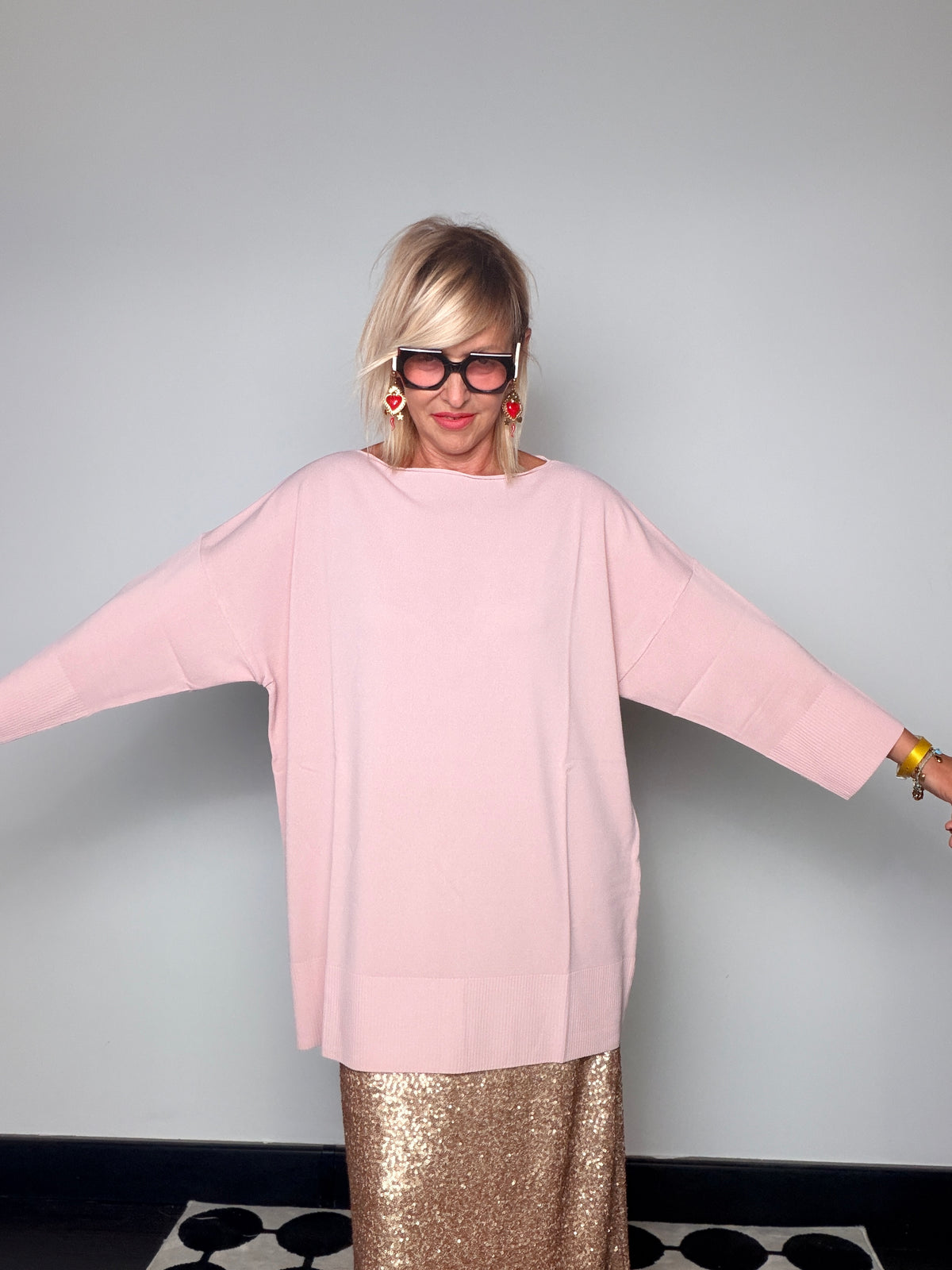Maglia Filo Oversize Barchetta Pipistrello Spacco