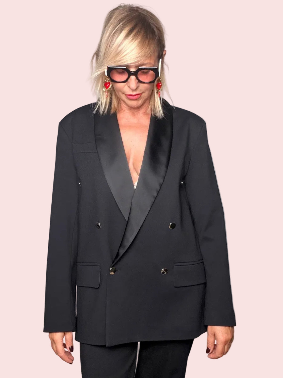 Blazer Smoking Doppiopetto Nero Revers Raso