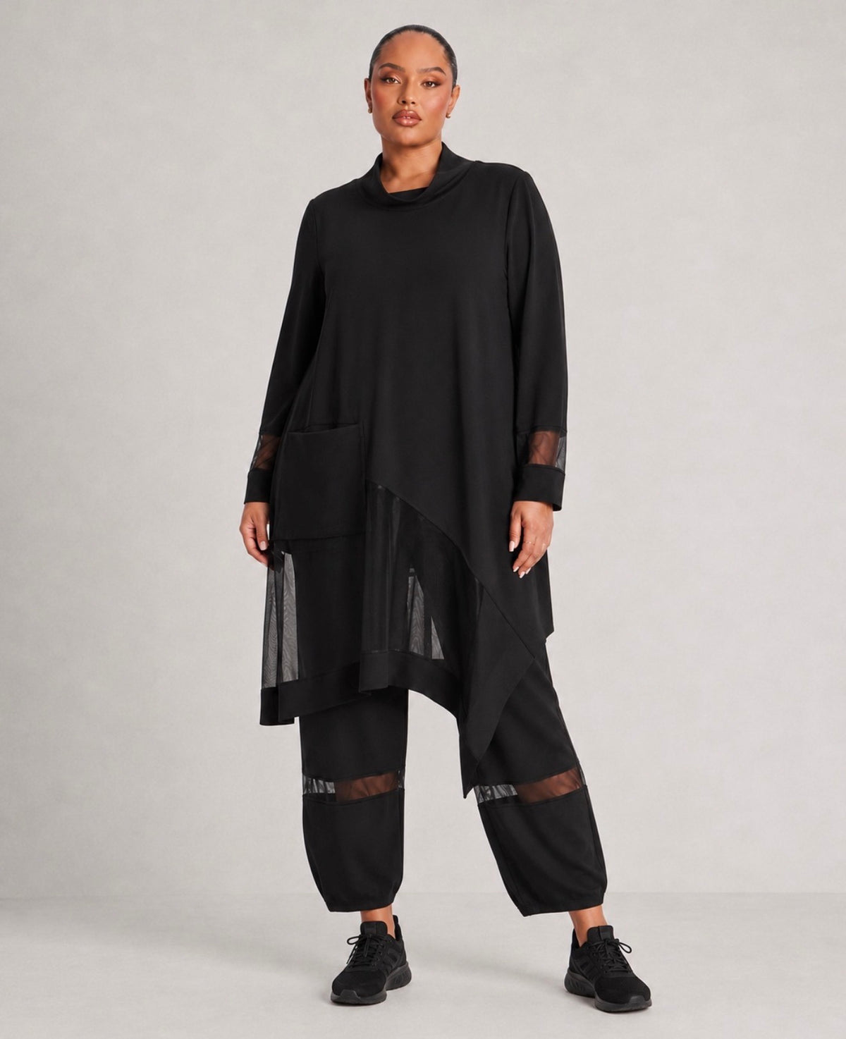 Pantalone Punto Milano Tulle Wide Cropped
