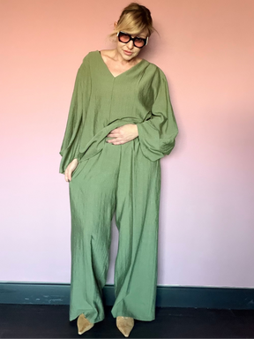 Pantalone Wide Leg Crinkle