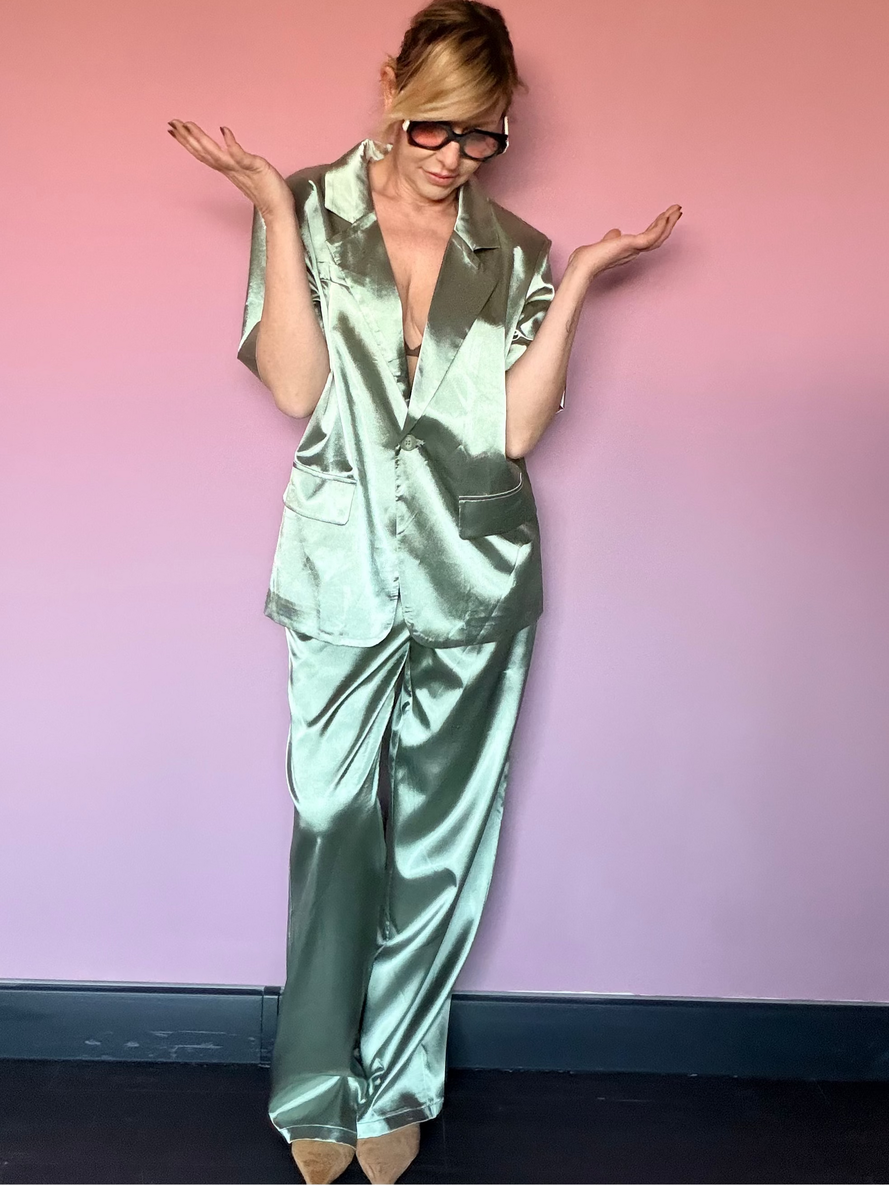 Pantalone Wide Leg Raso