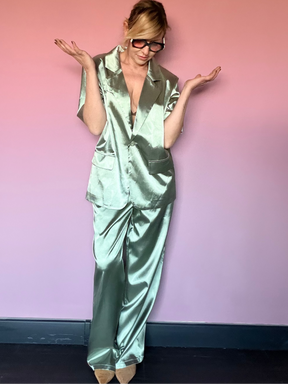 Pantalone Wide Leg Raso