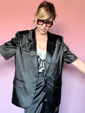 Blazer Raso con Retro in Pizzo