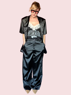 Pantalone Wide Leg Raso