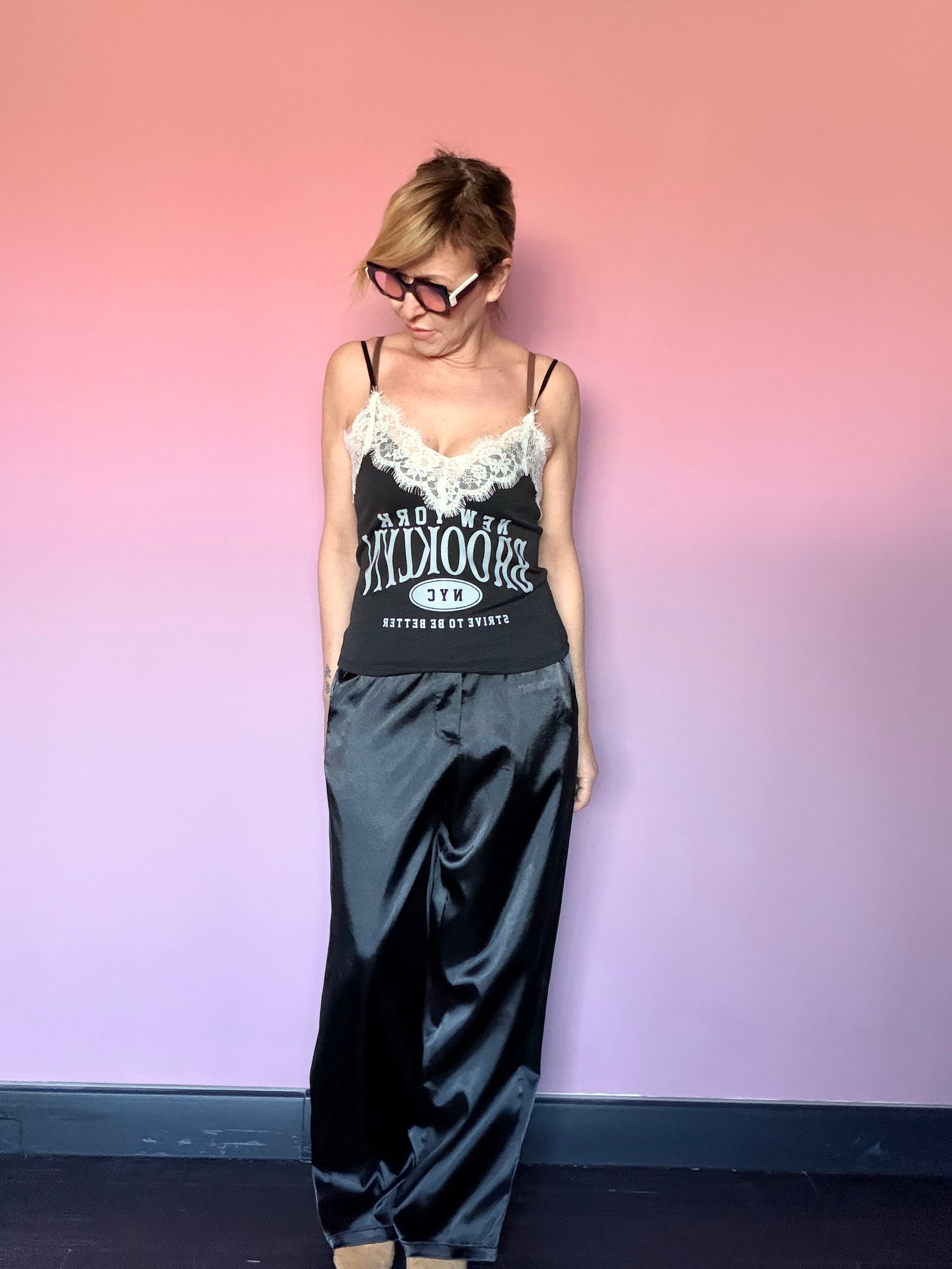 Pantalone Wide Leg Raso