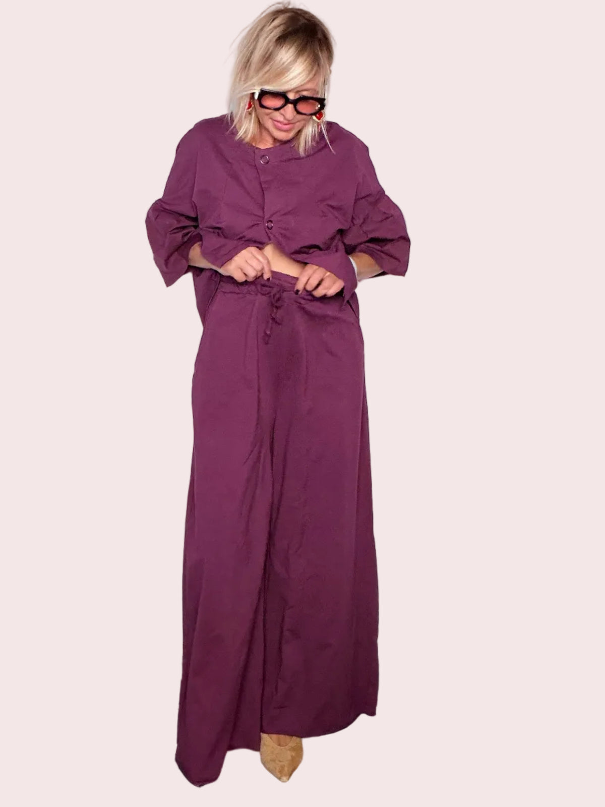 Pantalone Wide Leg Maxi Fluente Vita con elastico
