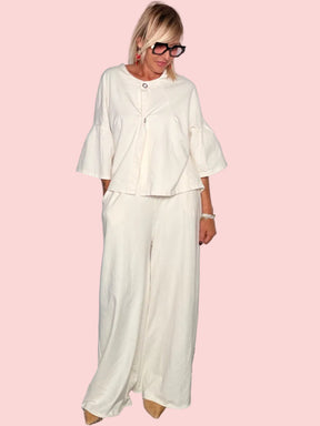 Pantalone Wide Leg Maxi Fluente Vita con elastico