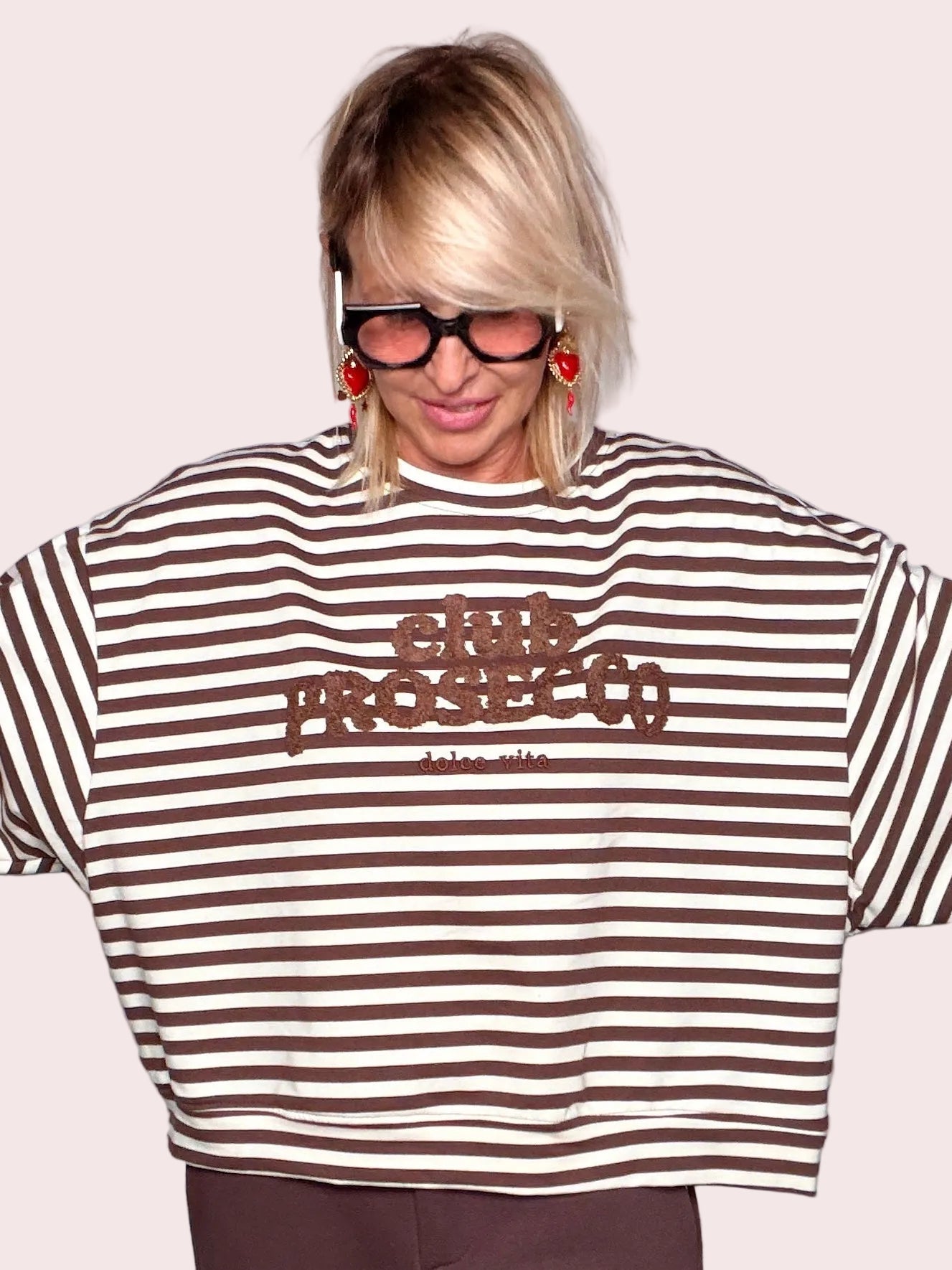 Felpa Oversize Boxy Righe Prosecco Club