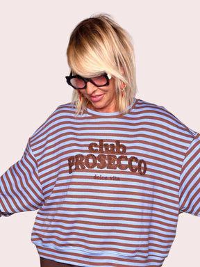 Felpa Oversize Boxy Righe Prosecco Club