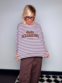 Felpa Oversize Boxy Righe Prosecco Club