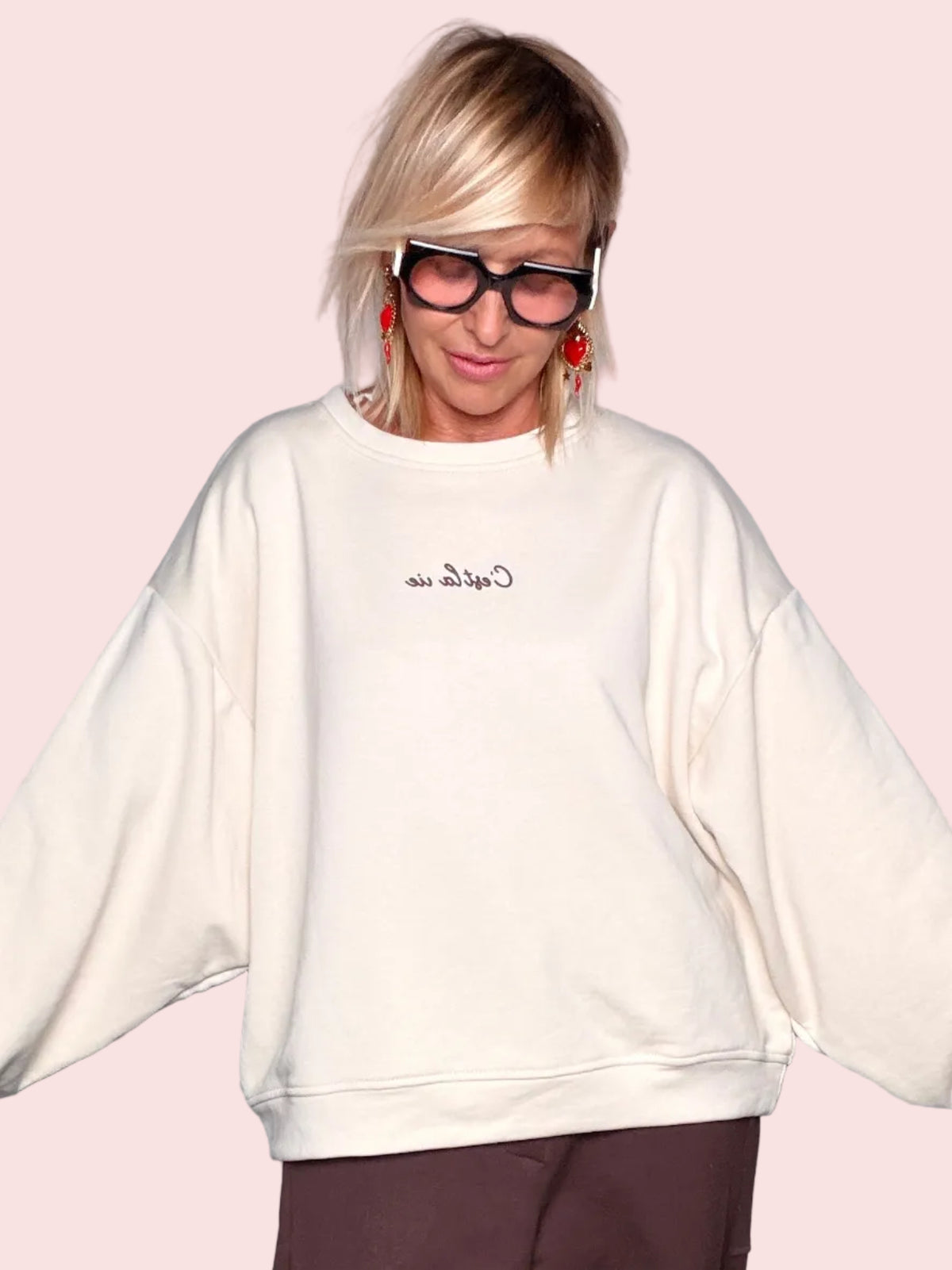 Felpa Oversize C'est La Vie Scritta Retro