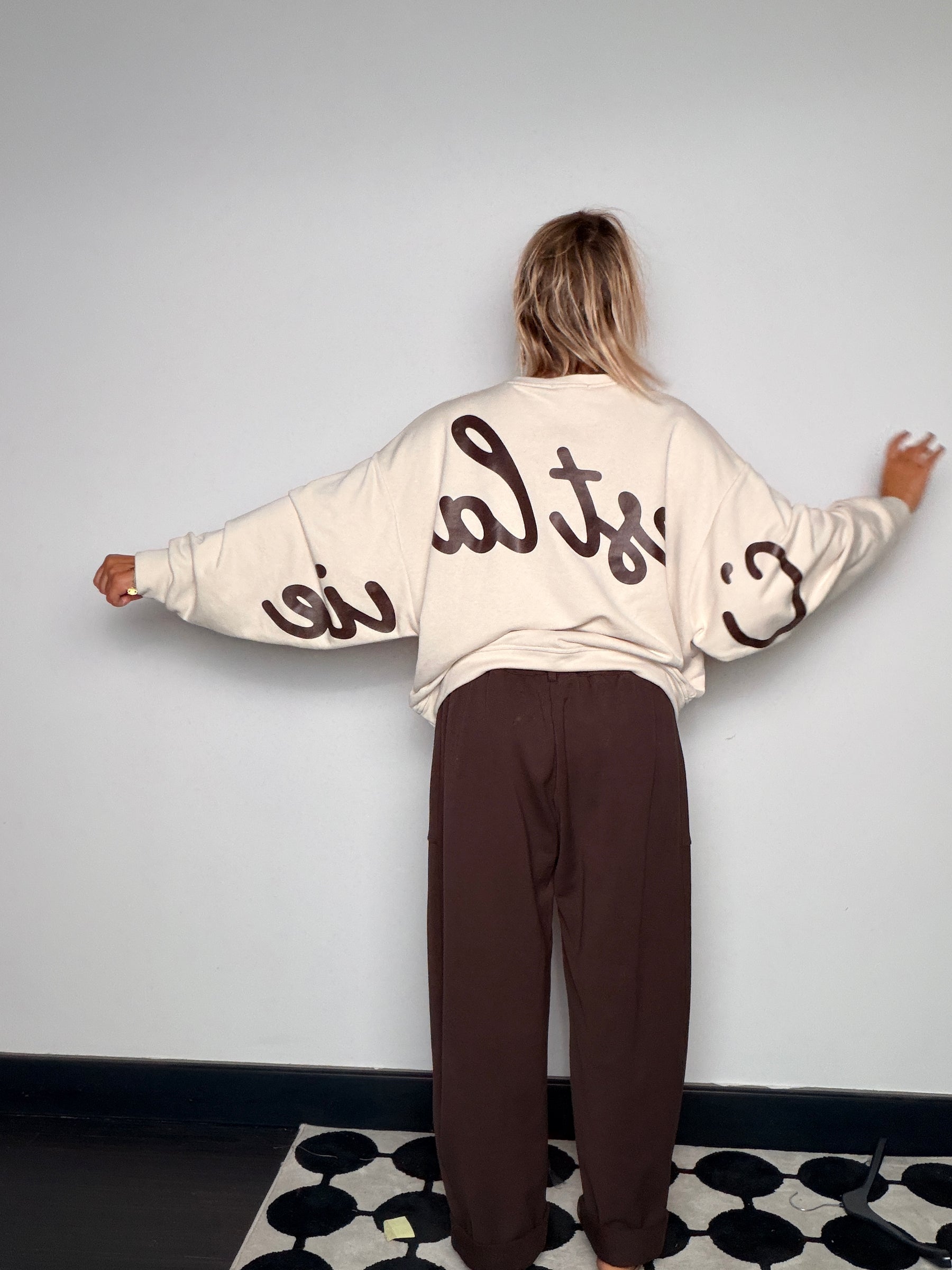 Felpa Oversize C'est La Vie Scritta Retro