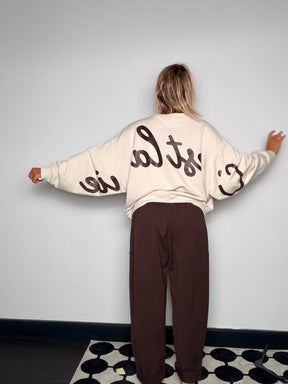 Felpa Oversize C'est La Vie Scritta Retro