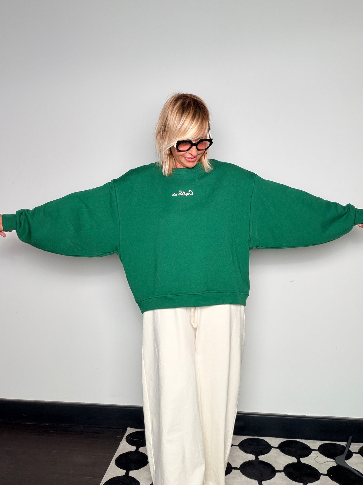 Felpa Oversize C'est La Vie Scritta Retro