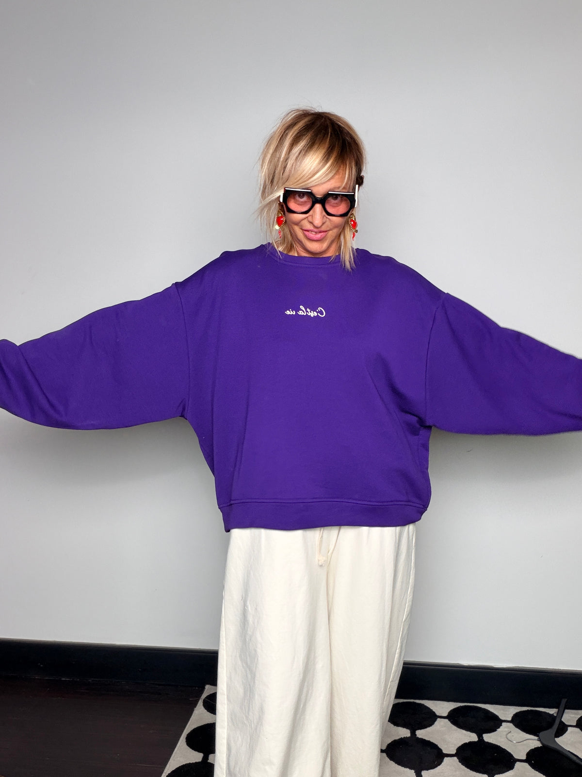 Felpa Oversize C'est La Vie Scritta Retro
