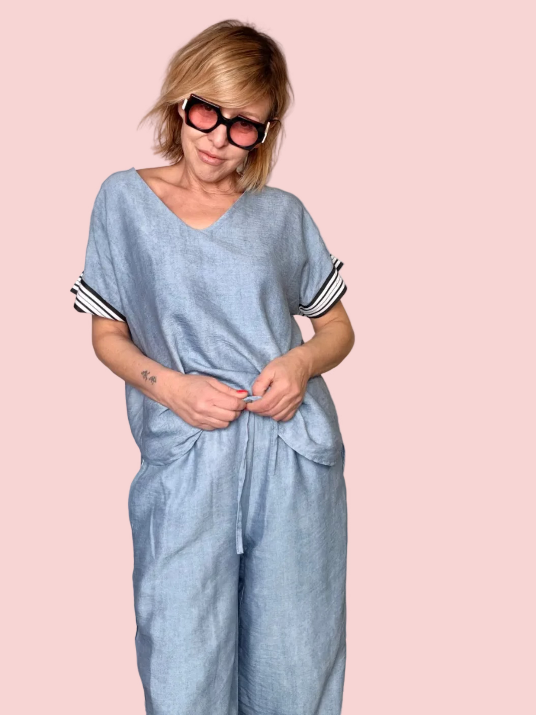 Coordinato  Due Pezzi – Top & Pantalone con Bande