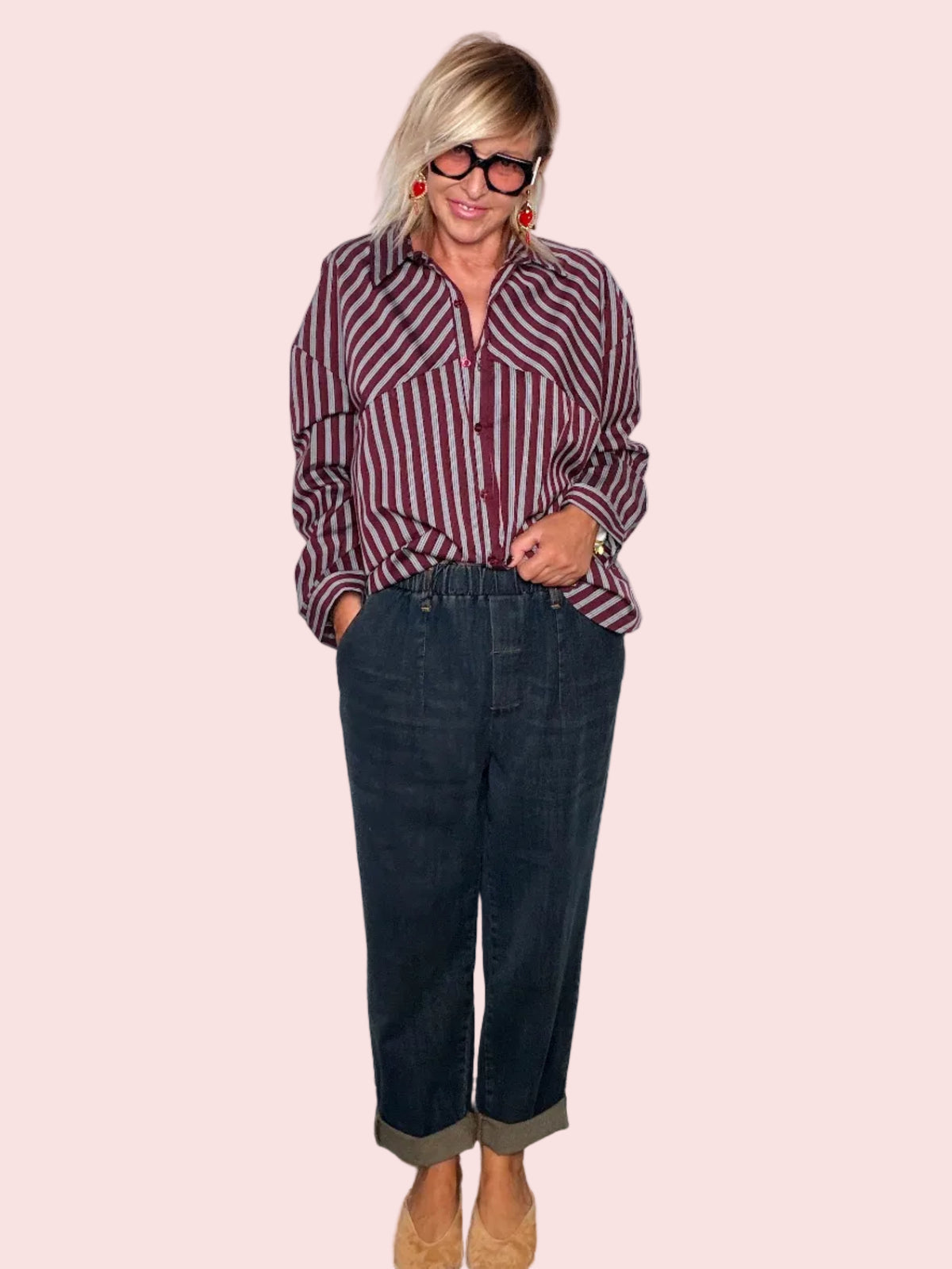 Pantalone Jeans Ovetto Balloon Blu Scuro
