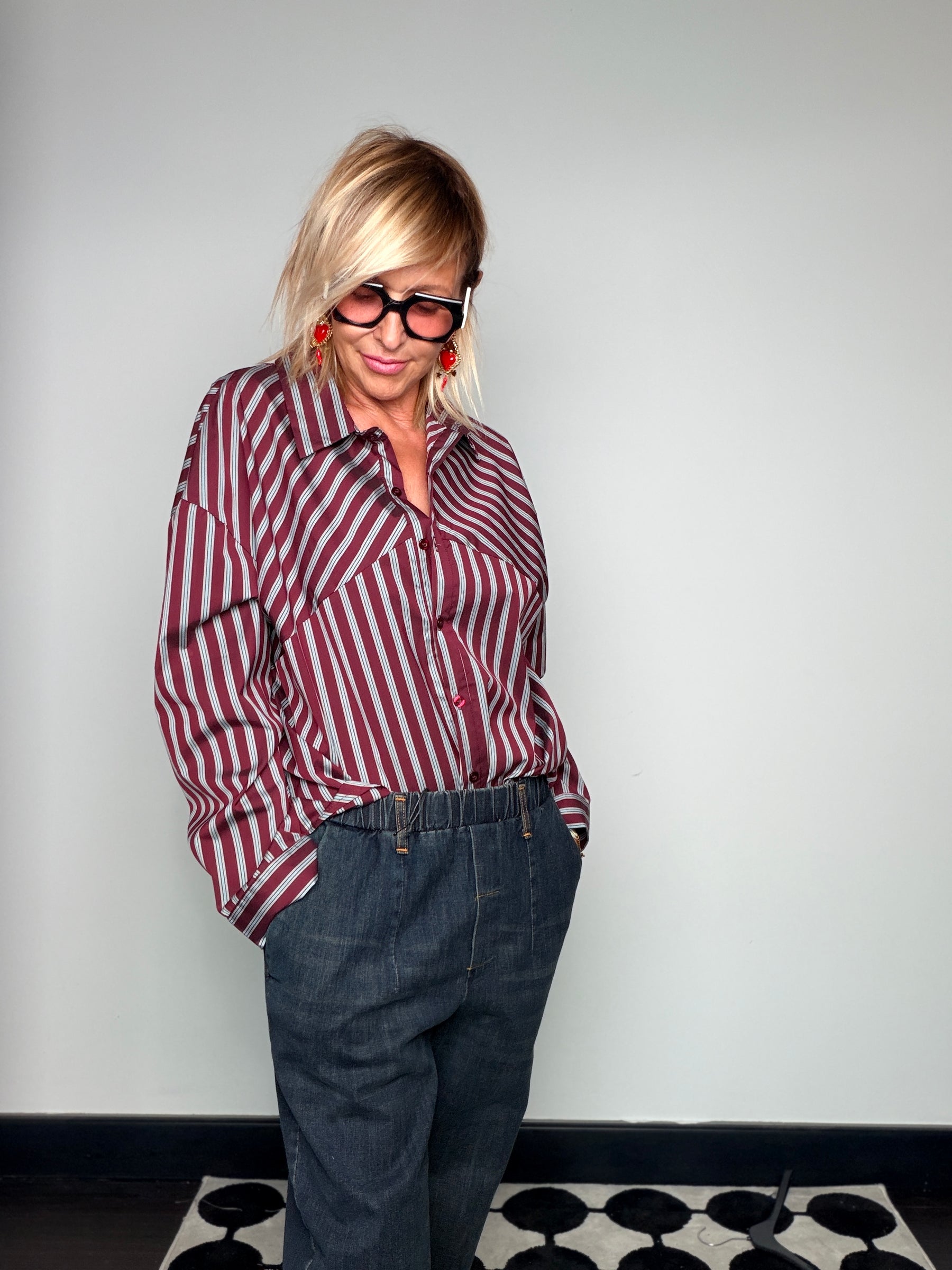 Pantalone Jeans Ovetto Balloon Blu Scuro