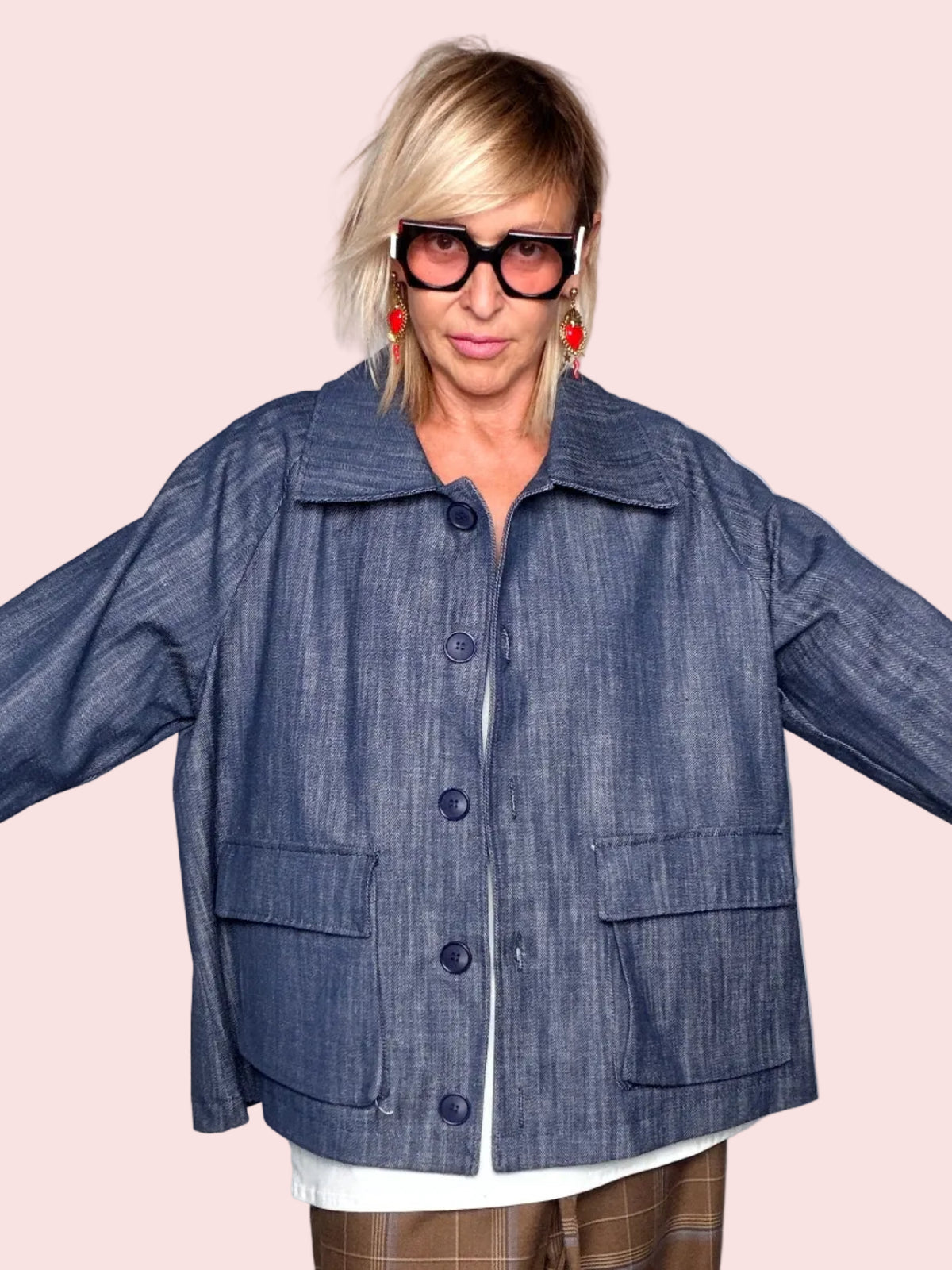 Giubbino Denim Chambray Oversize Tasche Toppa