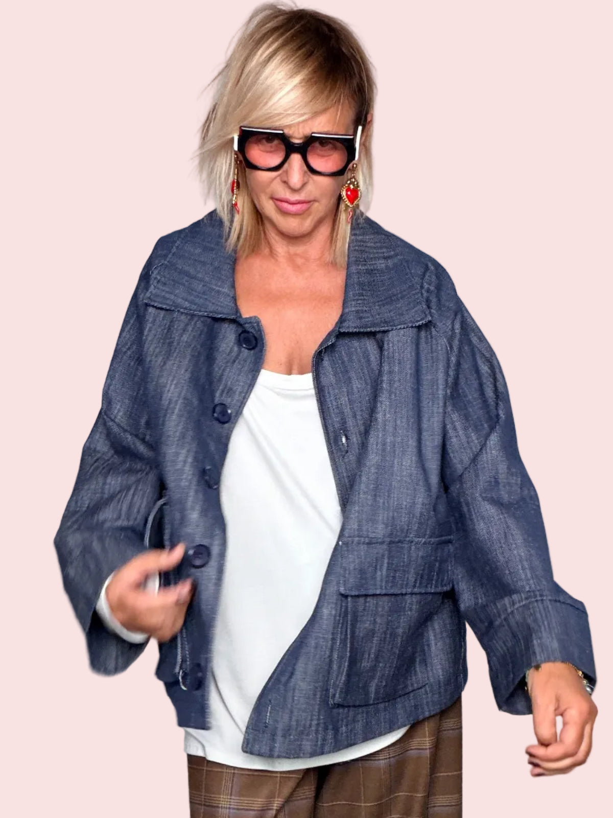 Giubbino Denim Chambray Oversize Tasche Toppa