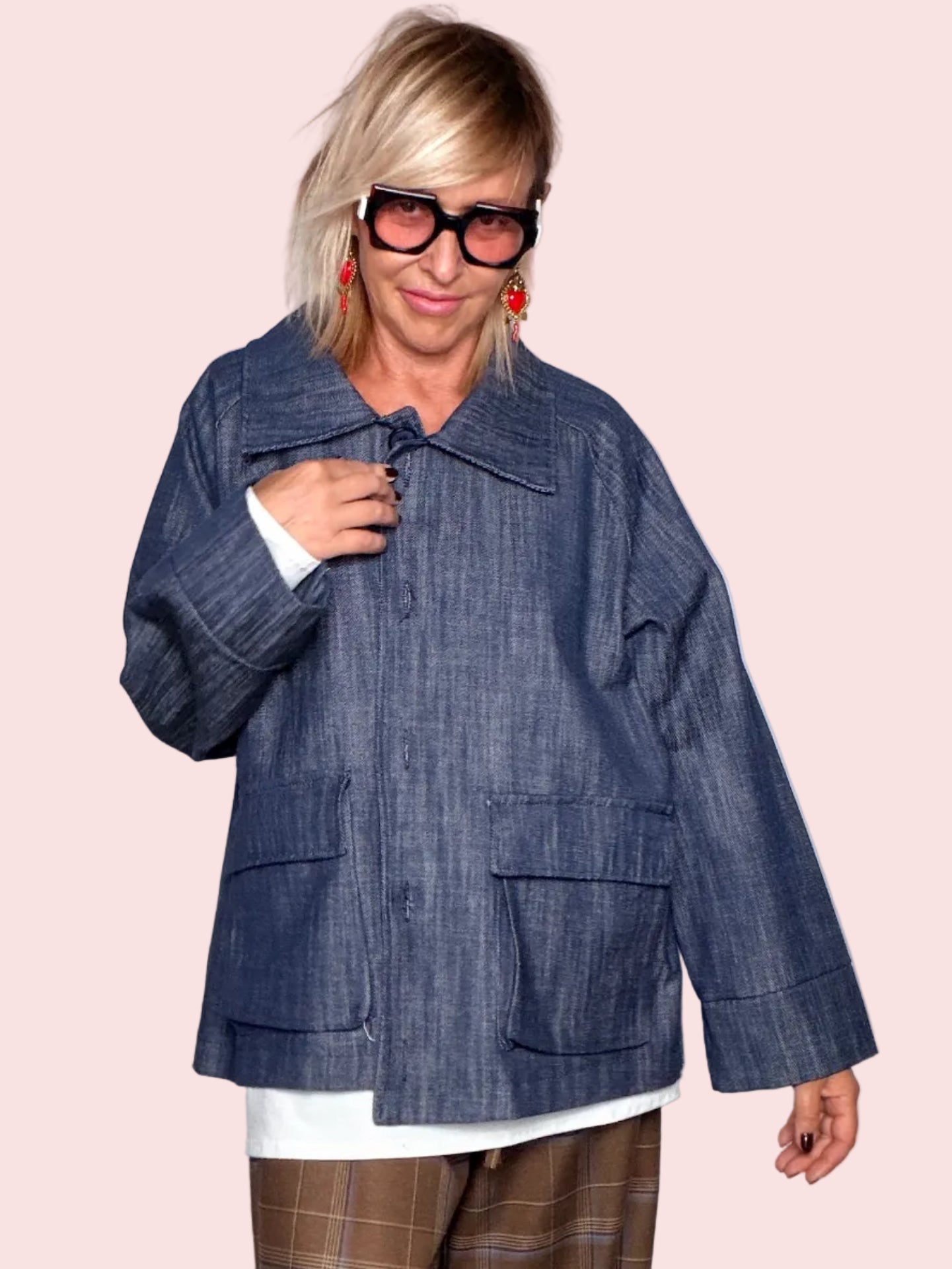 Giubbino Denim Chambray Oversize Tasche Toppa