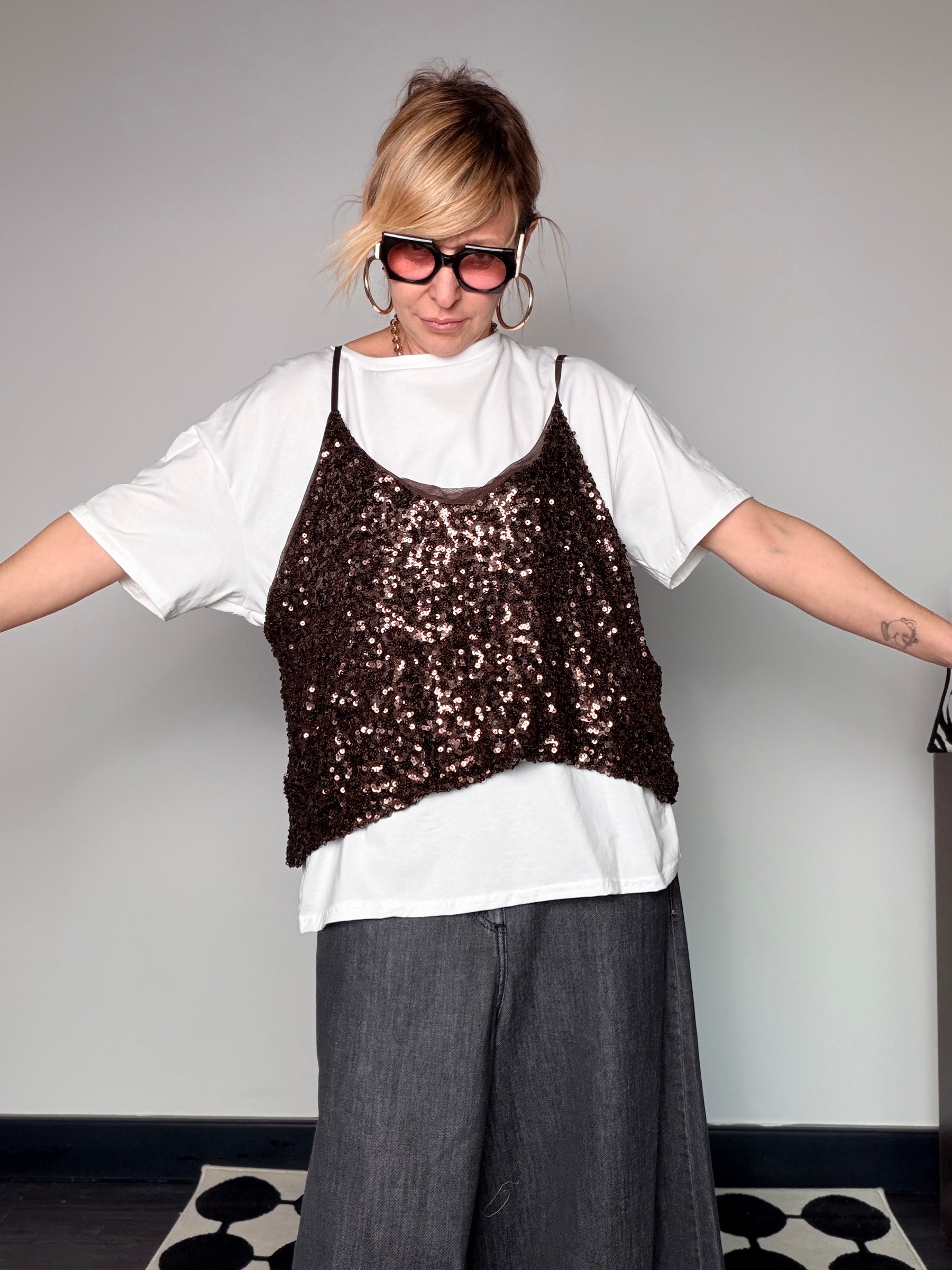 T-shirt Over con Top Pailette (Copia)