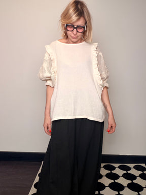 Top con Maniche Pizzo Crochet