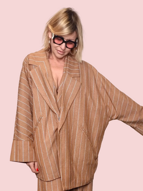 Giacca Oversize Doppiopetto Gessato