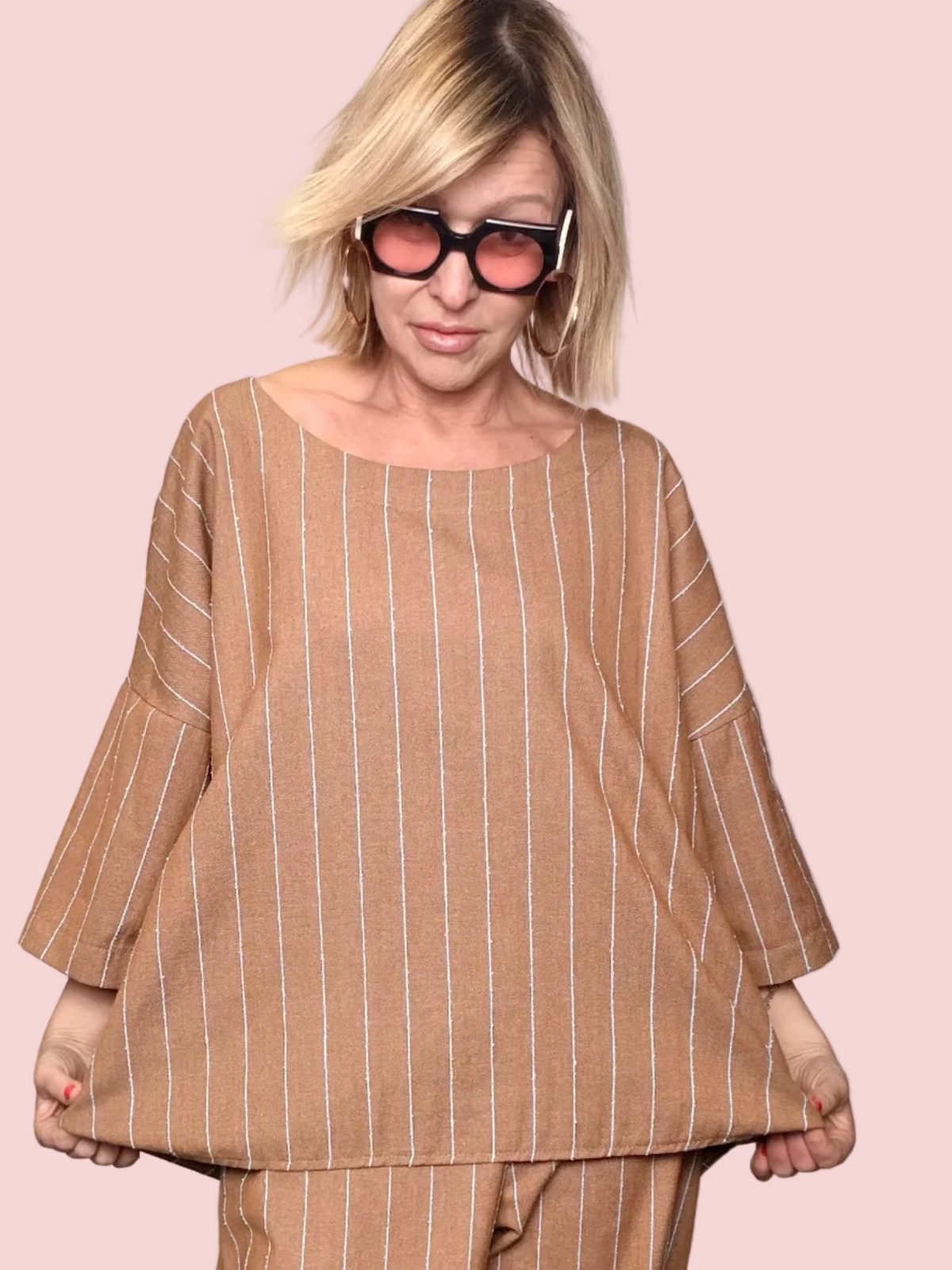 Camicia a Righe con Bottoni sul Retro