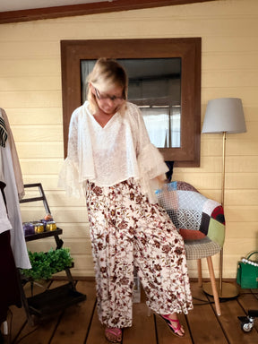 Pantalone Wide Leg Floreale Viscosa