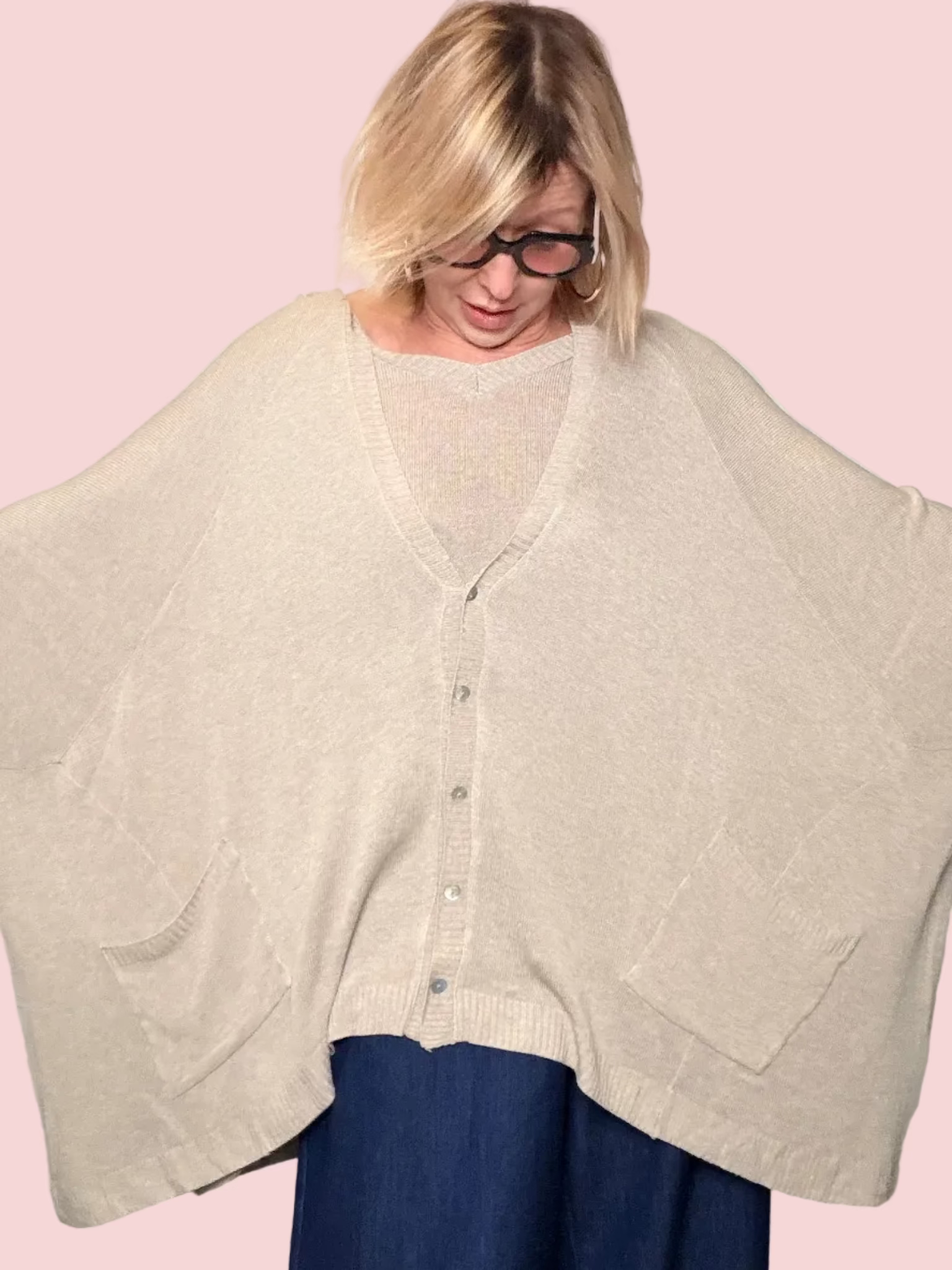 Cardigan Oversize in Filo di Viscosa
