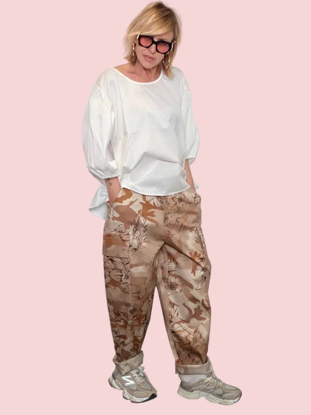 Pantalone Cargo Baggy Stampa Botanica