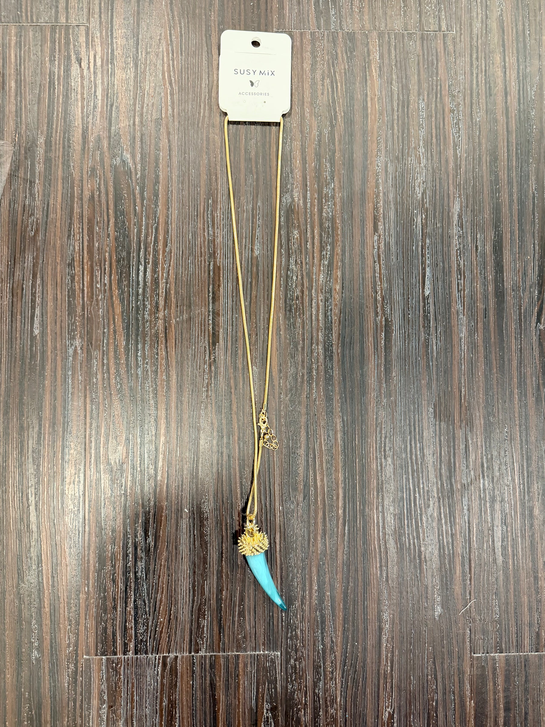Collana Lunga Corno con Catena Snake Dorata