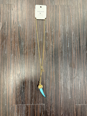 Collana Lunga Corno con Catena Snake Dorata