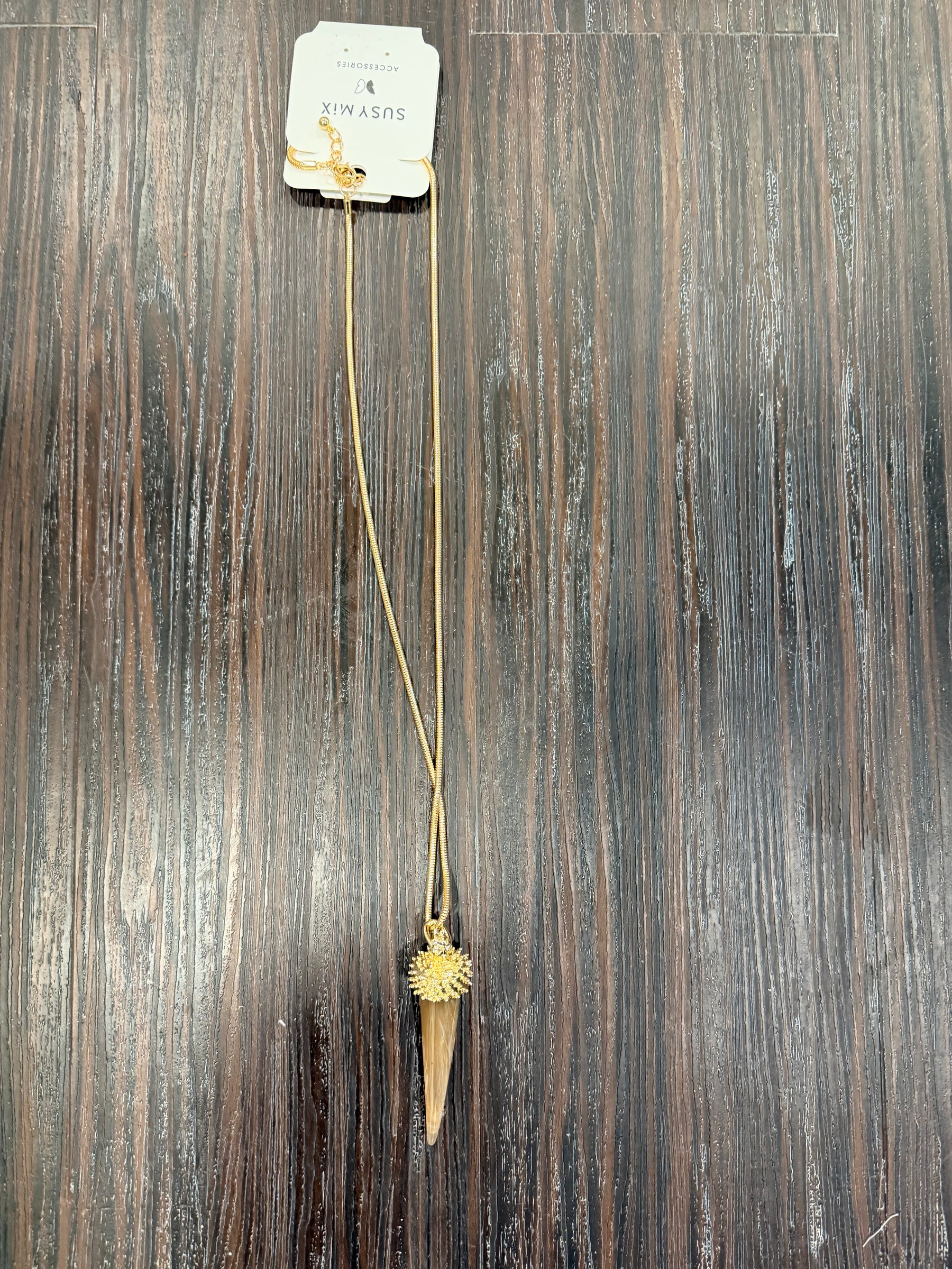 Collana Lunga Corno con Catena Snake Dorata